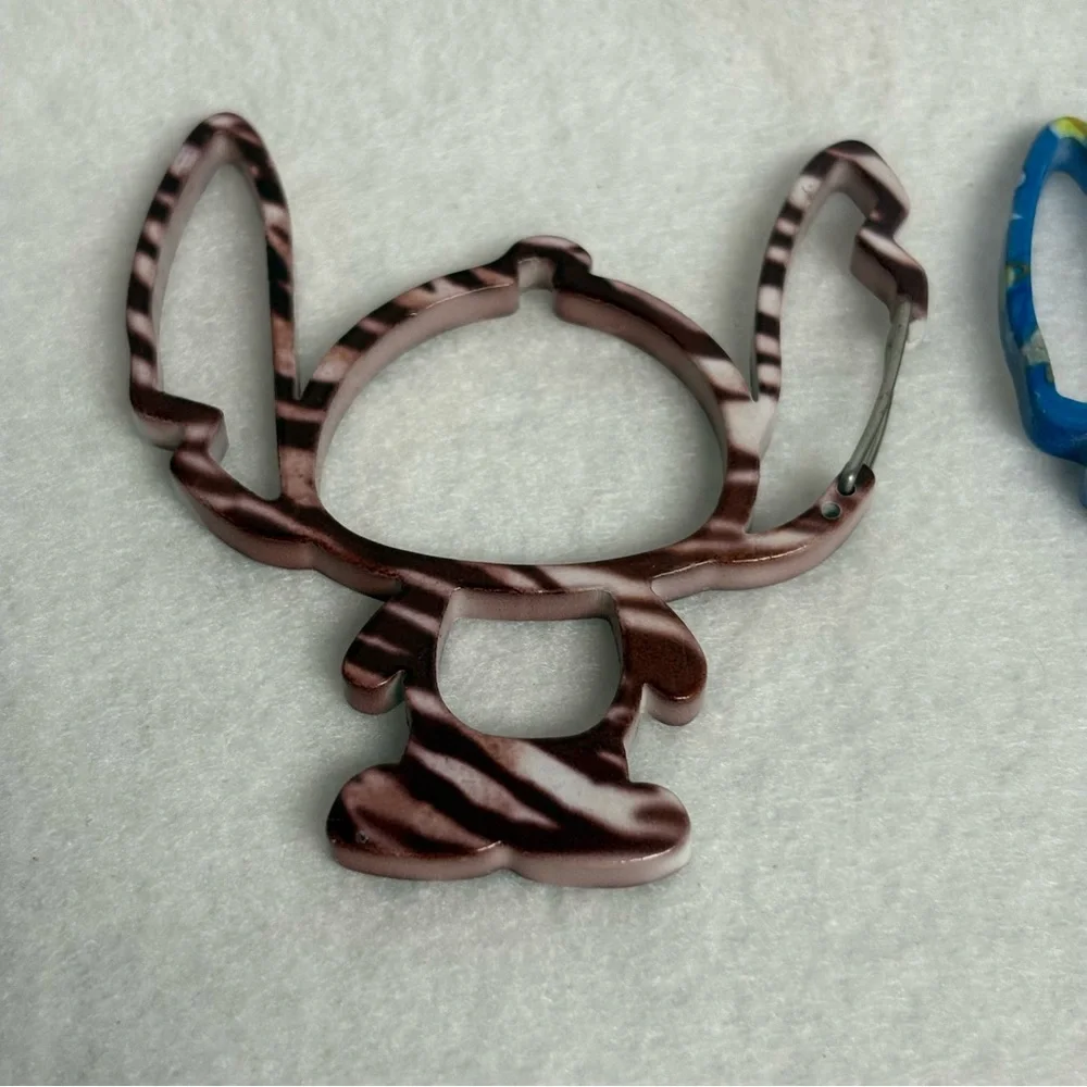 SOLD Set of 2 STITCH Carabiner Keychain Bag Charm Blue Brown Disney Japan - Picture 2 of 10